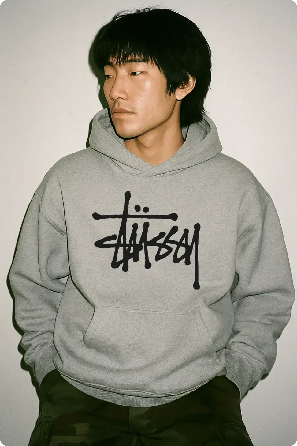 Mockup113 - Mock It AI asian male model wearing a grey hoodie mockup