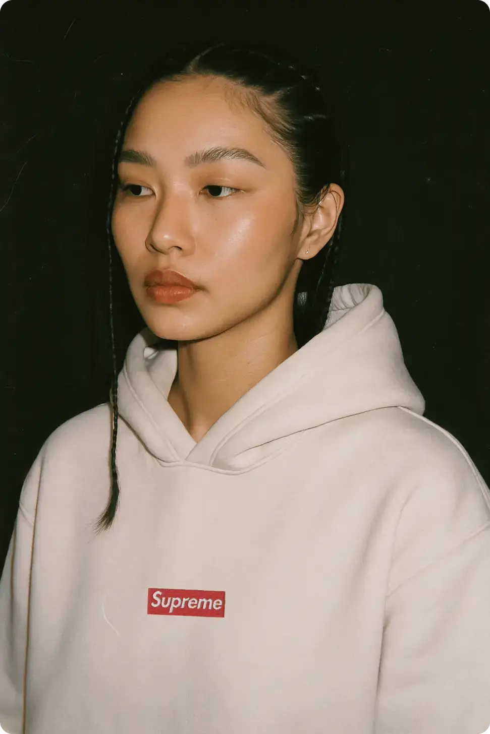 Mockup138 - Mock It AI asian female model wearing a white hoodie mockup