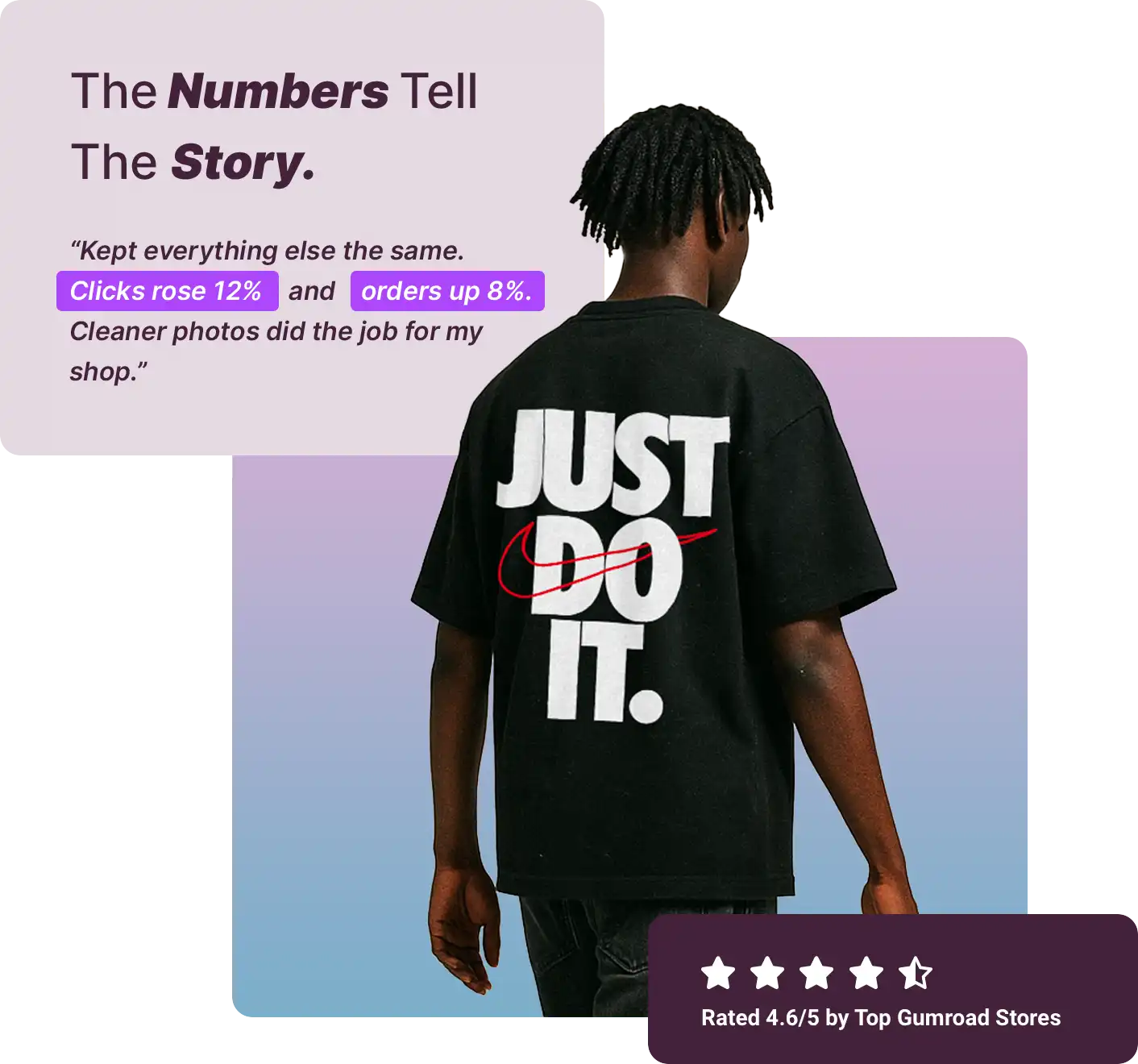 Black Nike 'Just Do It' t-shirt with 'Numbers Tell The Story' quote.