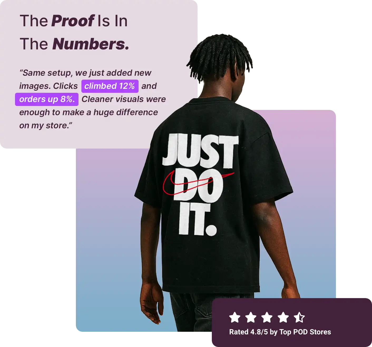 Black Nike 'Just Do It' t-shirt with 'Proof Is In The Numbers' quote.