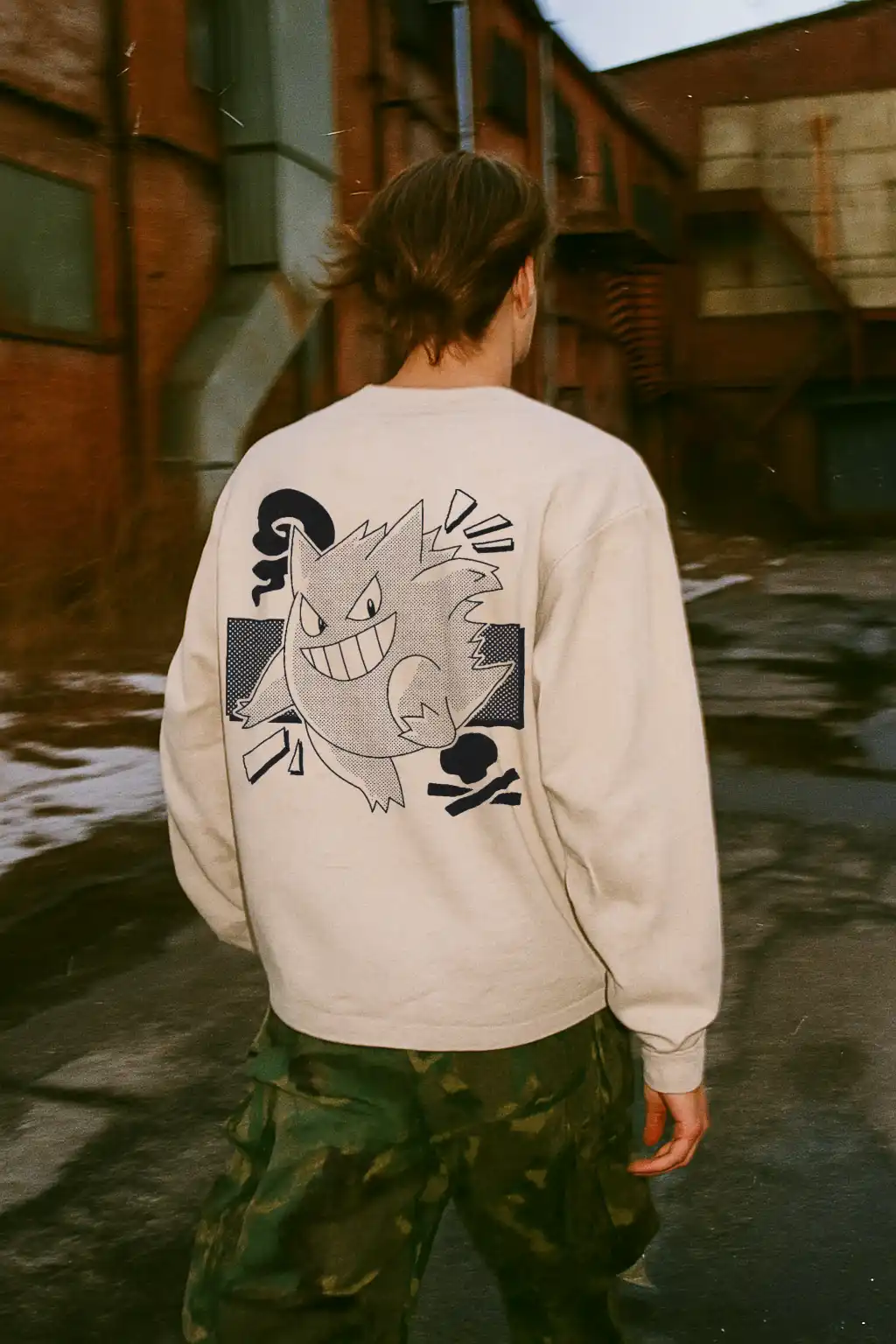 Mockup207 - Mock It AI Pokemon-themed sweatshirt, featuring a Ghost-type Pokemon.