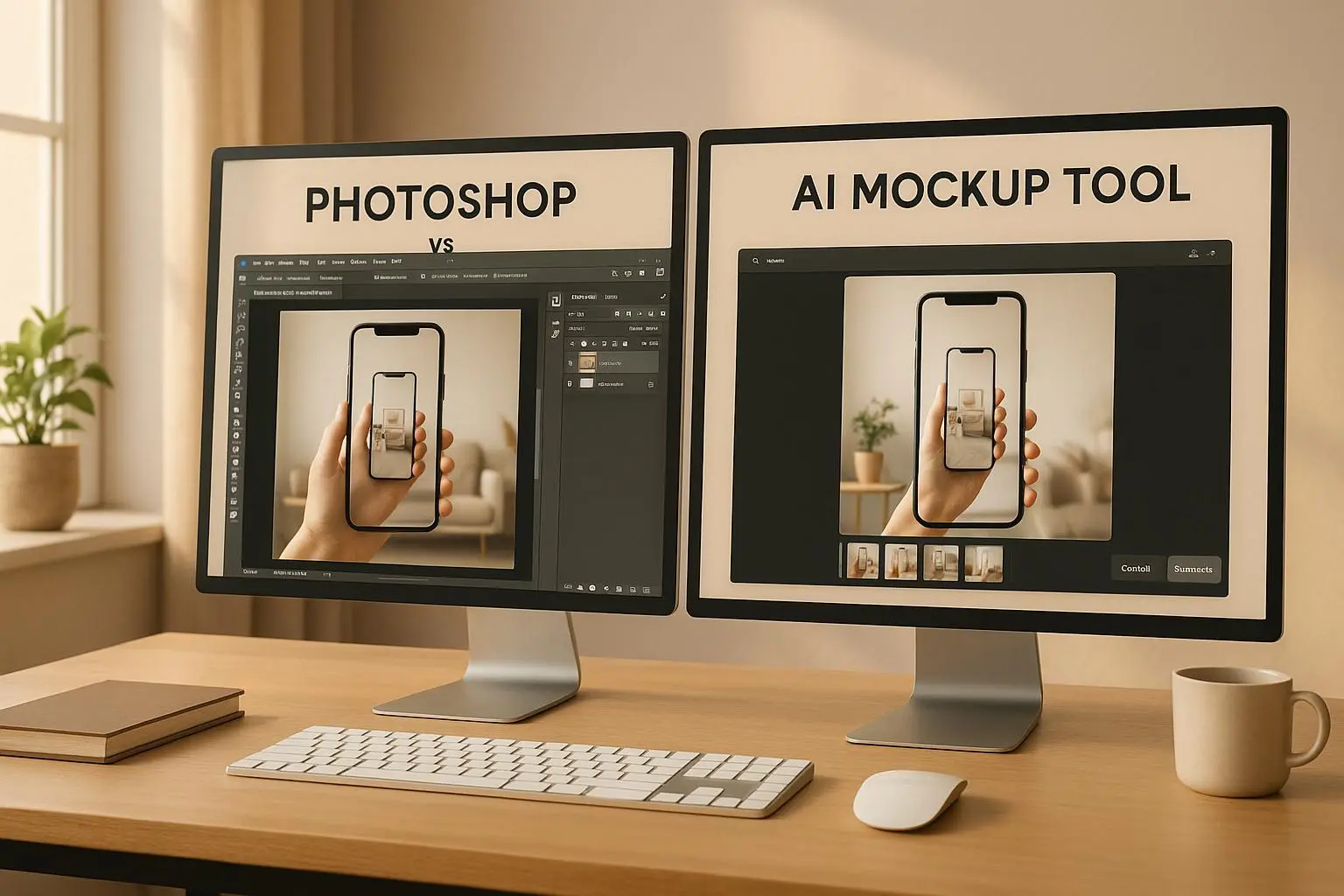 Photoshop vs AI Mockup Tools: Feature Comparison