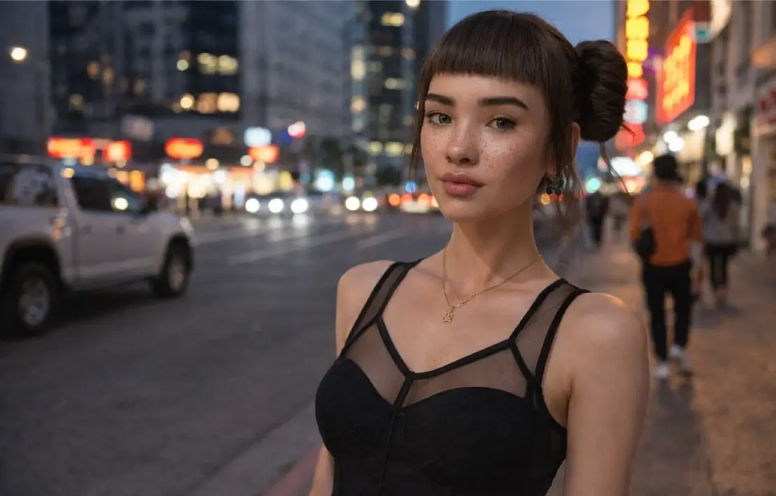 Fashion model in a black dress, evening wear, style.