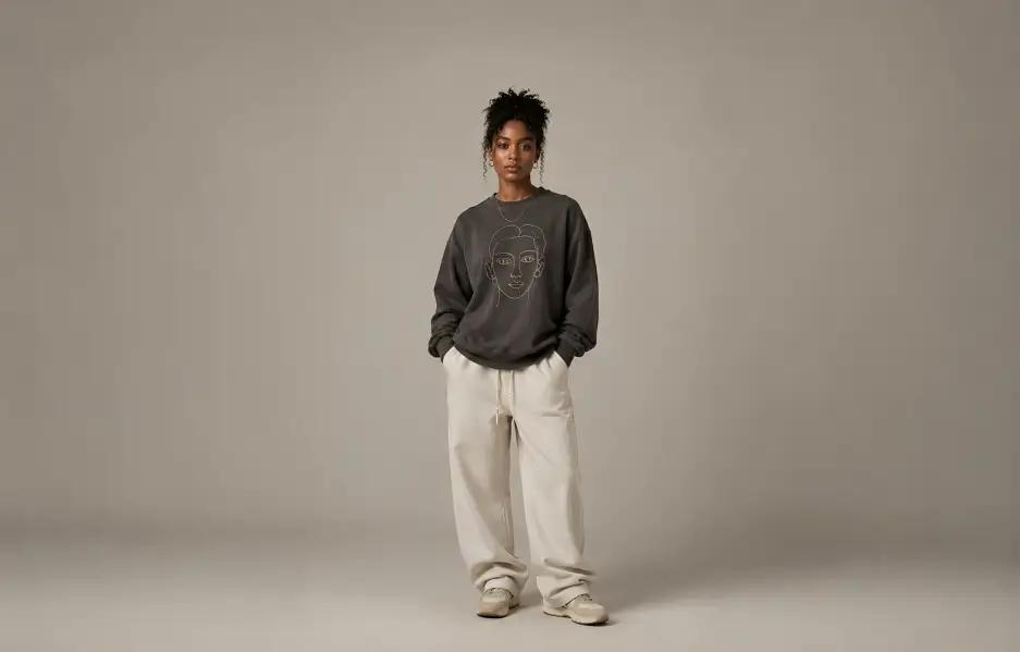 Continuous line embroidery sweatshirt designs