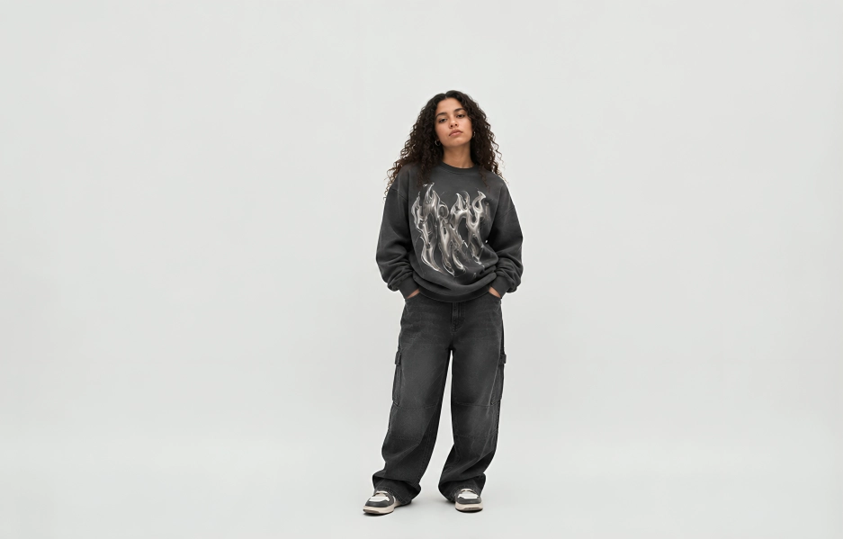 Distorted liquid typography sweatshirt designs