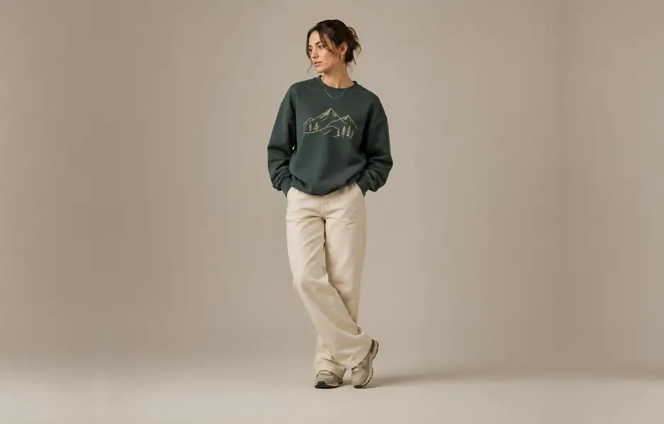 Nature-inspired line art sweatshirt designs