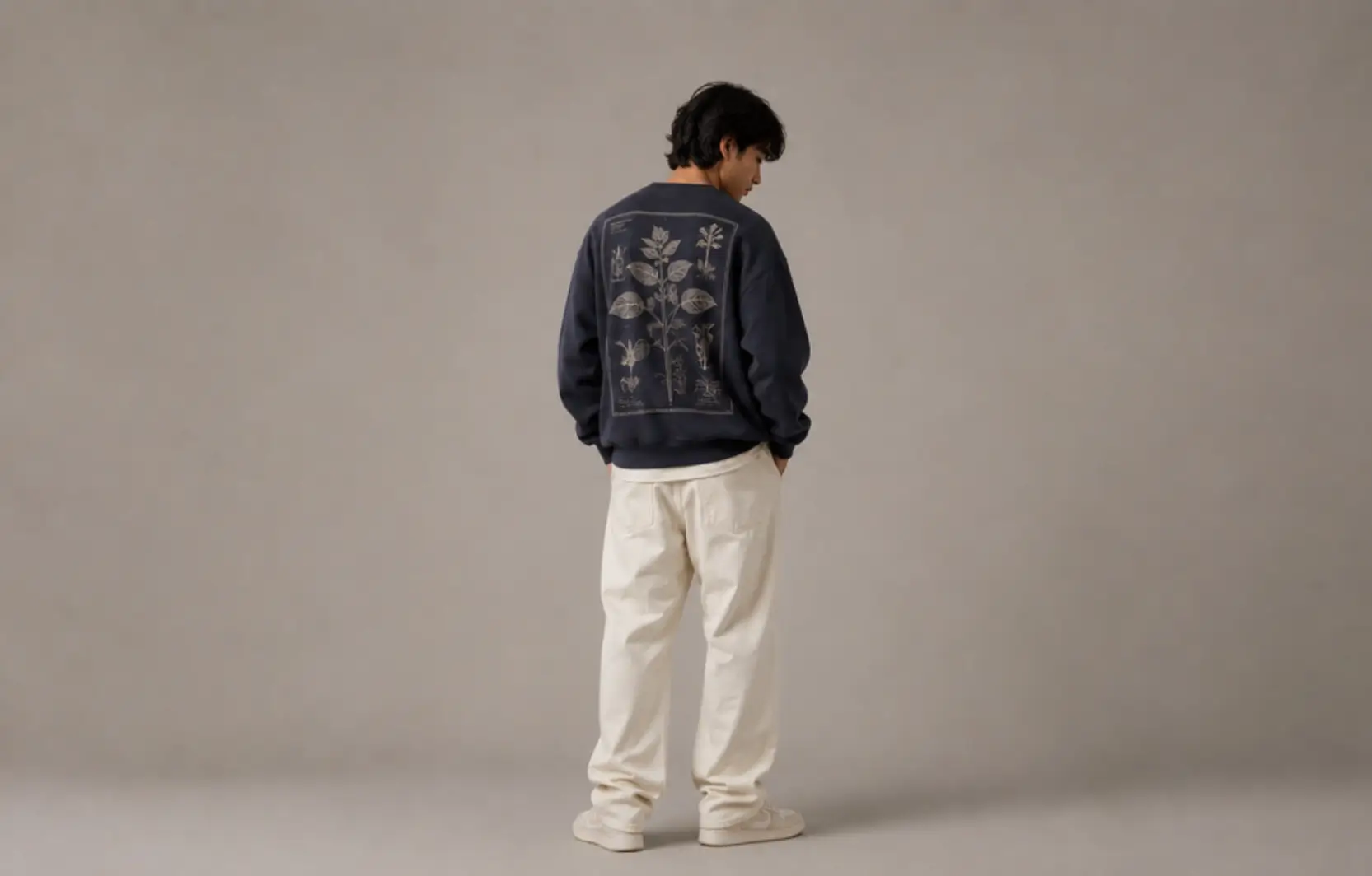 Botanical blueprint sweatshirt designs