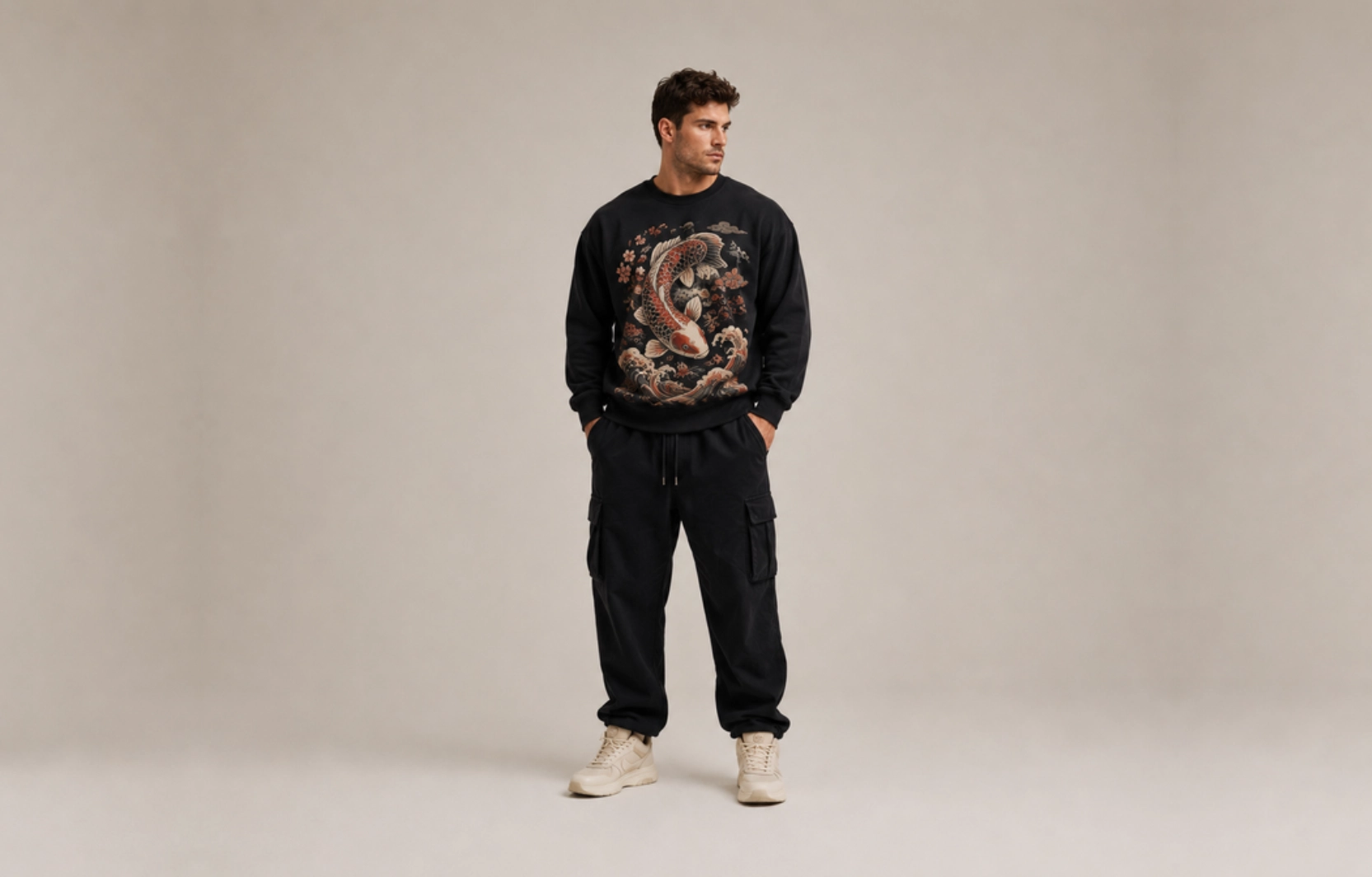 Neo-traditional Japanese graphic sweatshirt designs