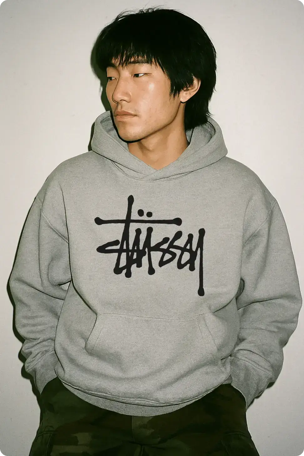Grey hoodie fashion mockup crop