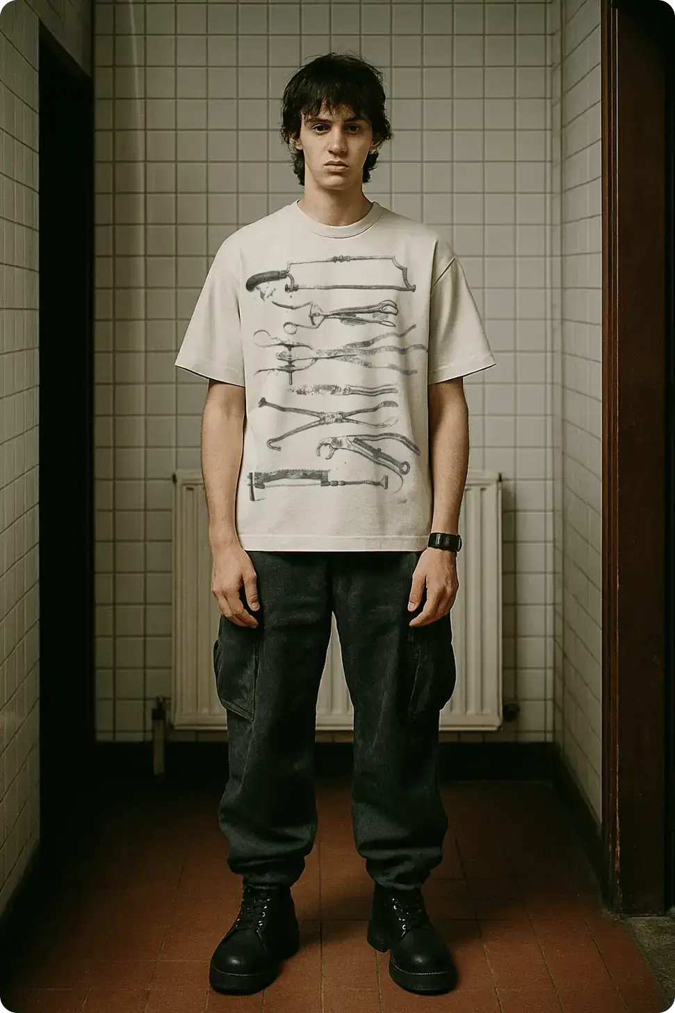 Oversized cream t-shirt fashion mockup