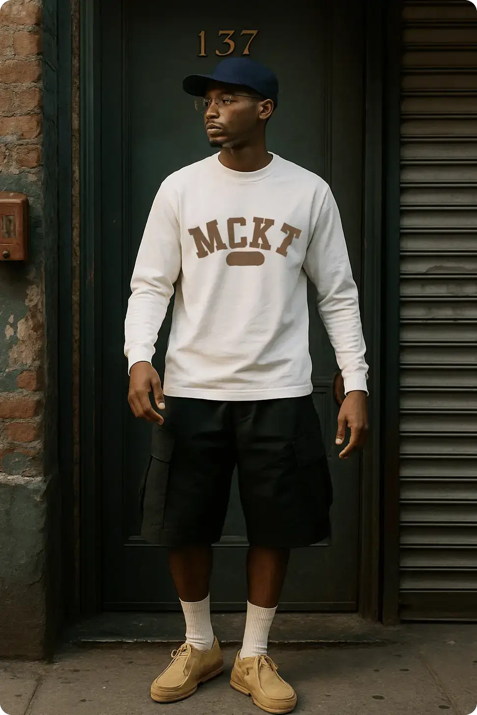 White long sleeve streetwear fashion mockup