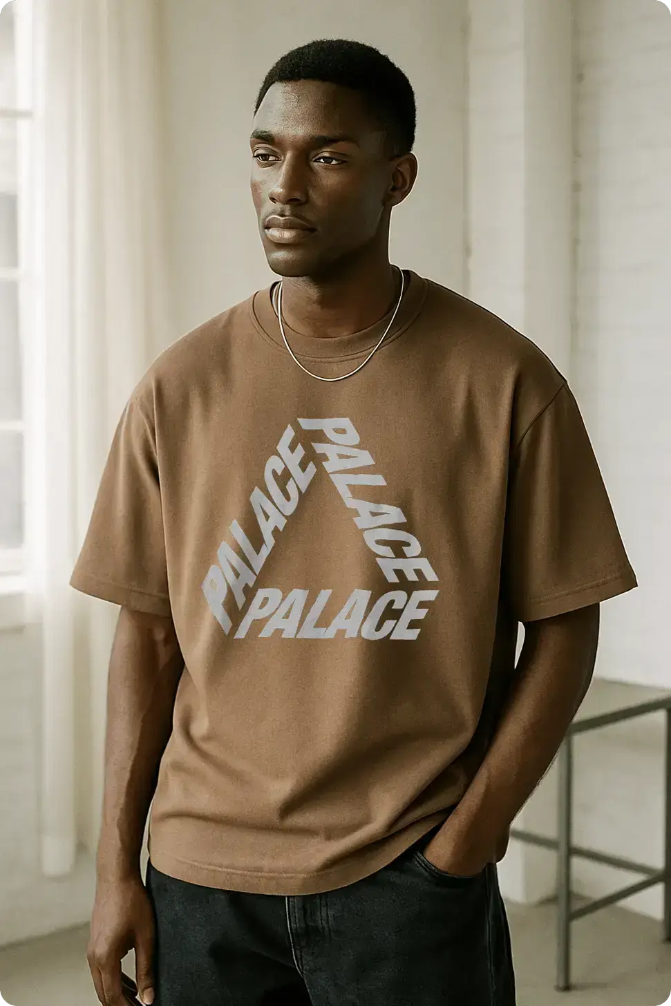 Brown t-shirt fashion mockup portrait