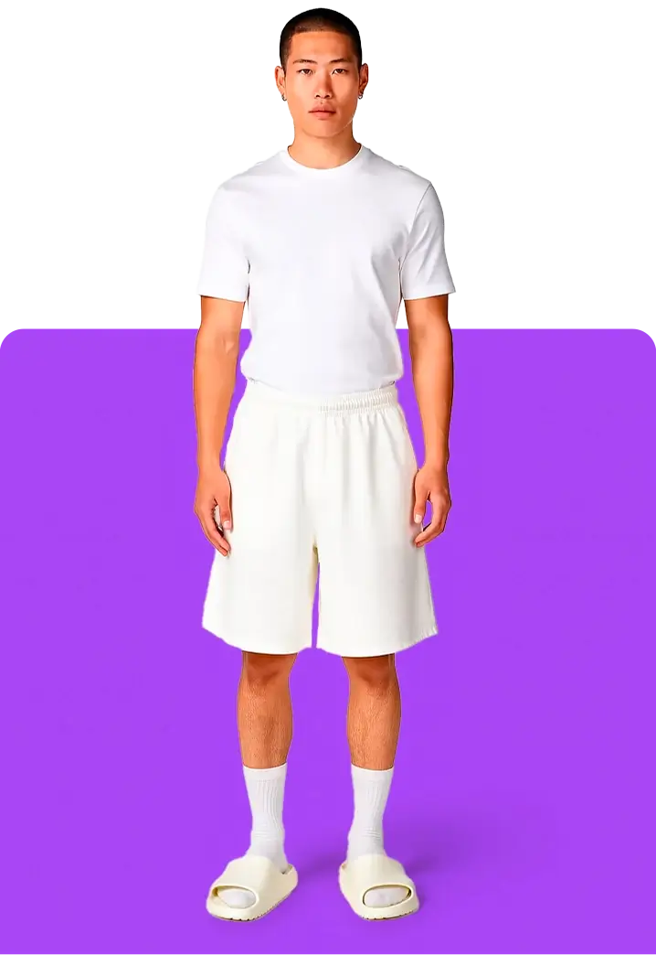 Model builder step showing a blank white outfit